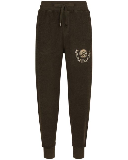 Dolce & Gabbana Black Logo-print Cotton Track Pants for men