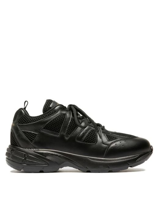 Officine Creative Black Mesh Leather Sneakers