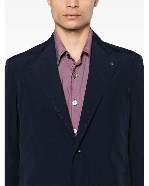 Tagliatore Blue Notched-Lapels Single-Breasted Blazer for men