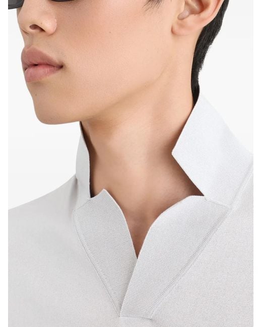 Dolce & Gabbana White Silk Polo Shirt for men