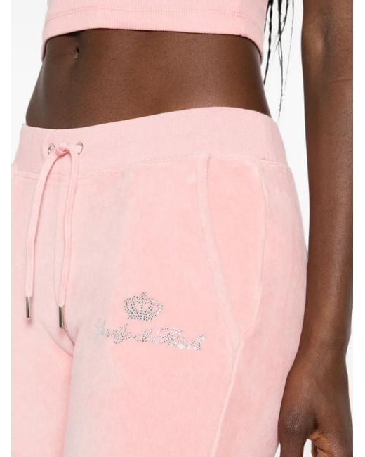 Sporty & Rich Pink X Juicy Couture Logo-Embellished Velour Track Pants