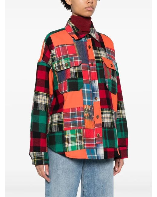 Polo Ralph Lauren Red Patchwork Long Sleeve Button Down