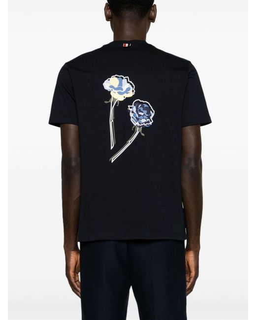 Thom Browne Black Rose-print Cotton T-shirt for men