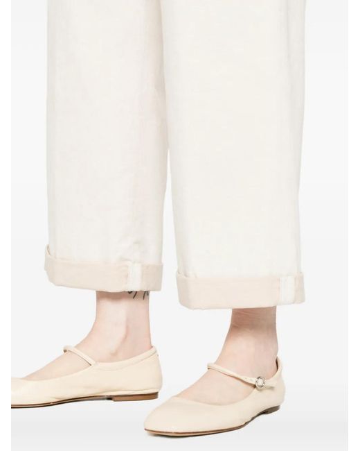 Peserico White Cuffed Trousers
