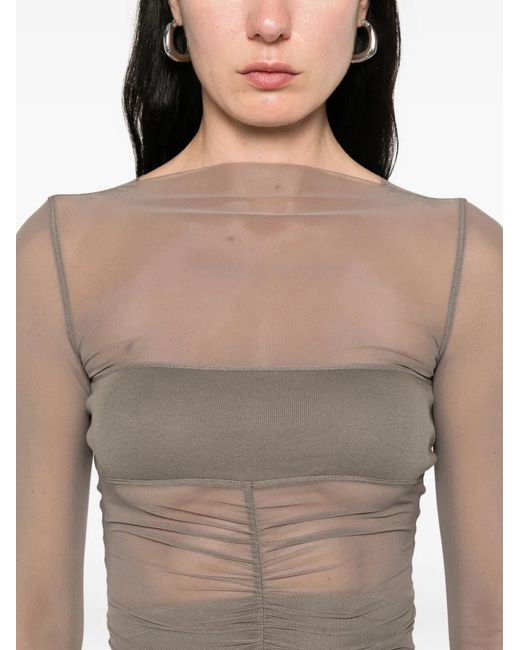 Rick Owens Gray Sheer-Design Top