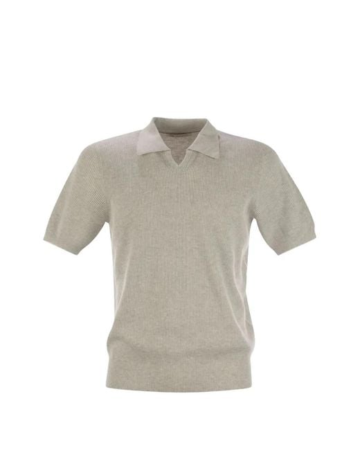 Brunello Cucinelli Gray Ribbed-Knit Top for men