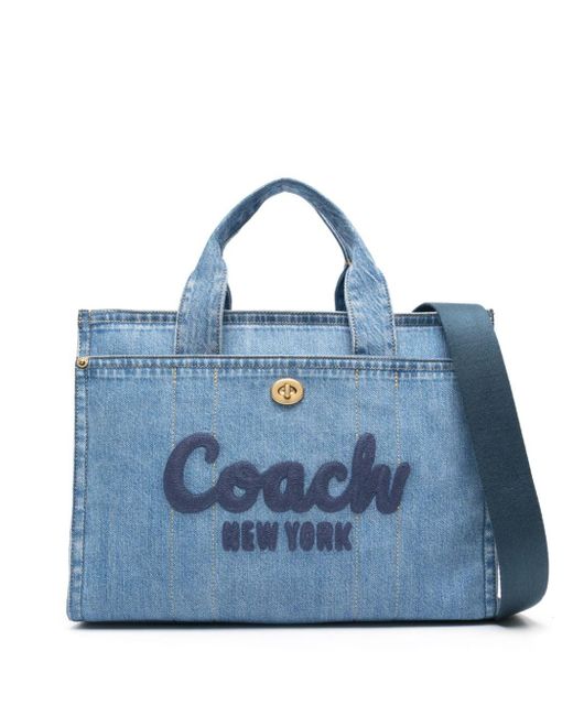 COACH Blue Cargo 42 Logo-embroidered Denim Tote Bag