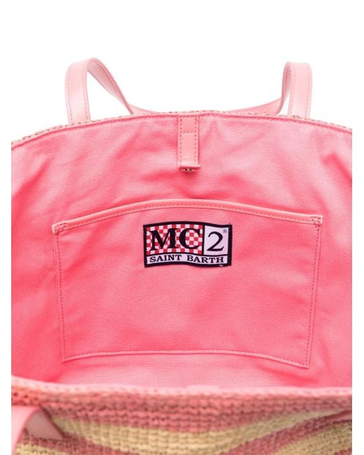 Mc2 Saint Barth Pink Raffia City Tote Bag