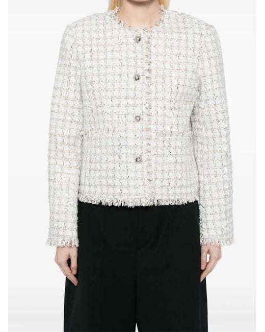 B+ AB White Raw-Finish Tweed Jacket