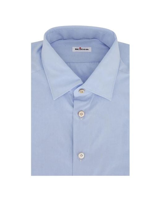 Kiton Blue Point-Collar Button Shirt for men