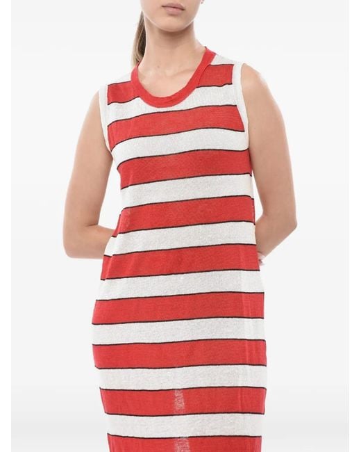 Woolrich Red Striped Sleeveless Maxi Dress