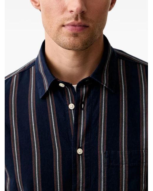 Marc O' Polo Blue Vertical-Stripe Chest-Pocket Shirt for men
