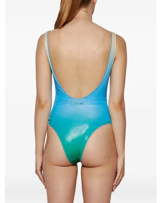 Oseree Blue Sporty Maillot Swimsuit