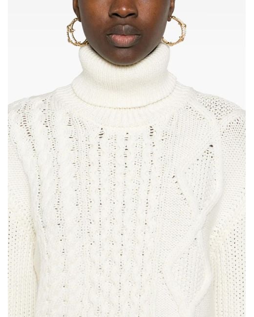 Moncler White Wool Turtleneck Sweater