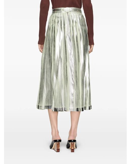 Maison Margiela Metallic Foil-Finish Pleated Skirt