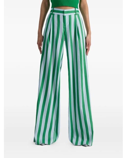 Alice + Olivia Green Eric Striped Trousers