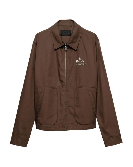Prada Brown Logo-Embroidered Jacket for men