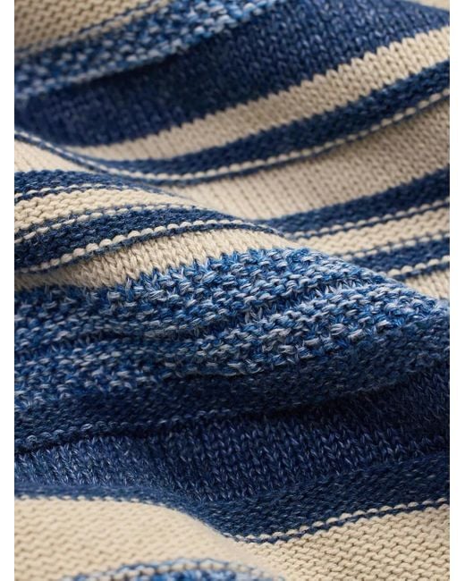 RRL Blue Button-Front Striped Cardigan for men