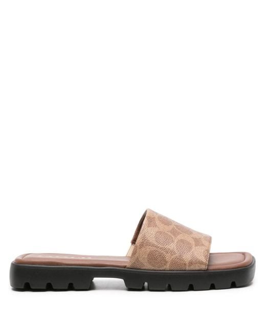 COACH Brown Florence Leather Sandals