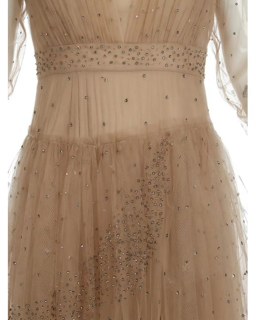 Valentino Garavani Natural Ruffled Long-Sleeve Maxi Dress