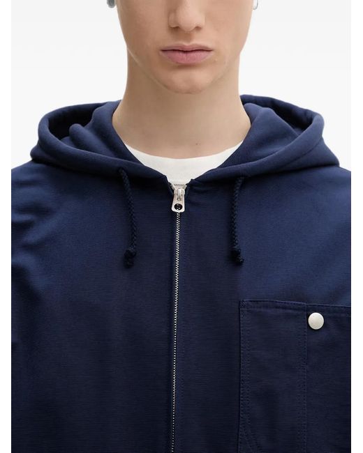 KENZO Blue Logo-Embroidered Zip-Up Jacket for men