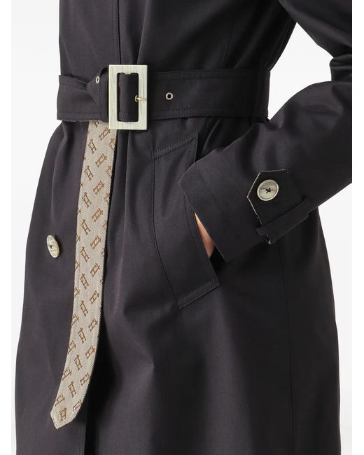 Herno Black Trench Ceinturé À Boutonnière Croisée