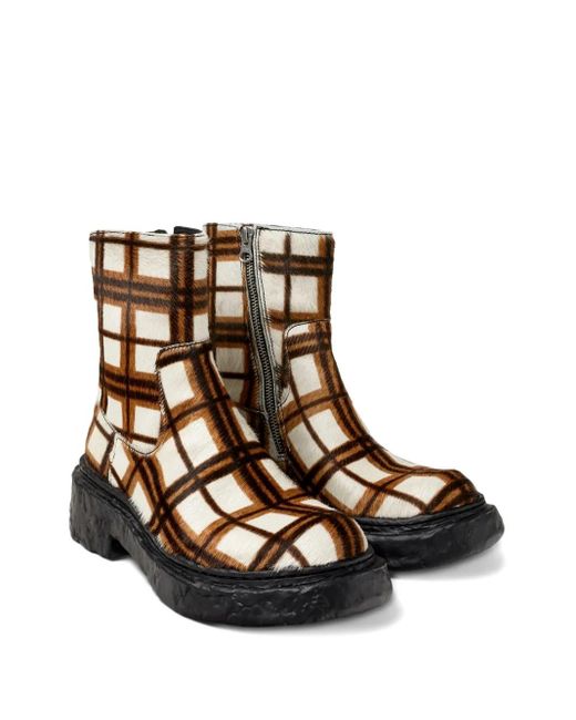 CAMPERLAB Brown Vamonos Checked Zip Boots