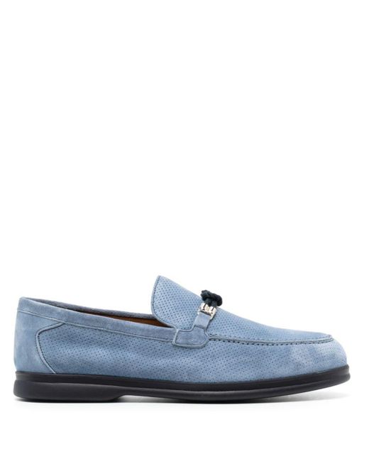 Doucal's Perforierte Loafer aus Wildleder in Blue für Herren