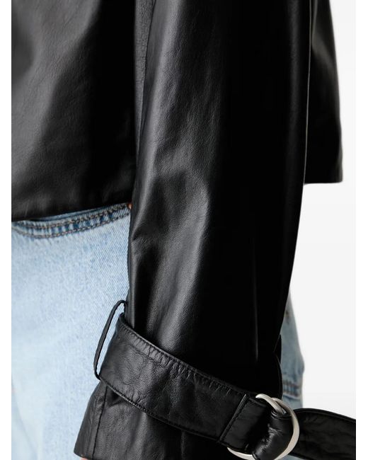 ARMANI EXCHANGE Black Double-Breasted Leather Jacket