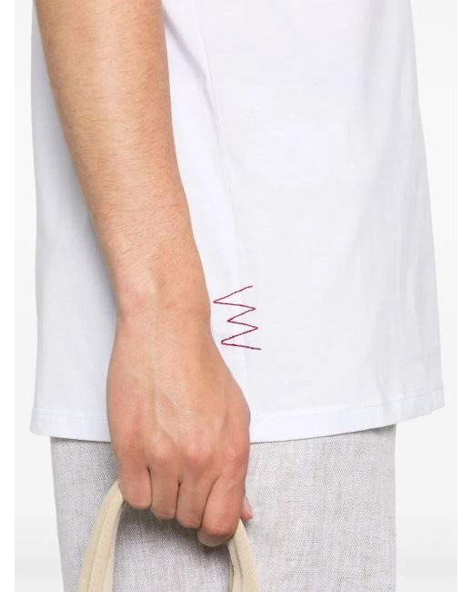Amaranto White Cotton T-Shirt for men