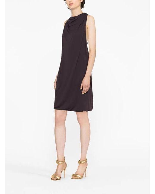 Lanvin Purple Knee Scarf Dress Twisted Back