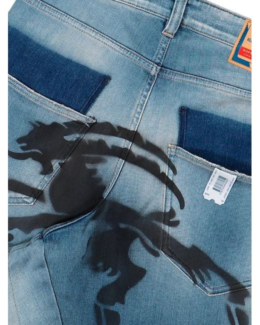 PROTOTYPES Blue Graphic-Print Jeans