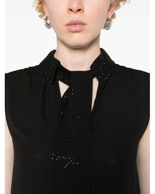 Liu Jo Black Crystal-embellished Sleeveless Top