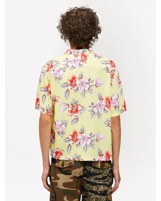 Palm Angels Multicolor Hibiscus Floral Print Bowling Shirt for men