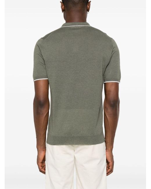 Fedeli Green Fine-knit Polo Shirt for men
