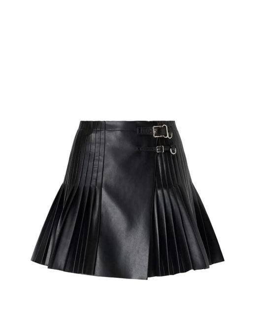 Ermanno Scervino Black Buckle-Fastening Pleated Mini Skirt