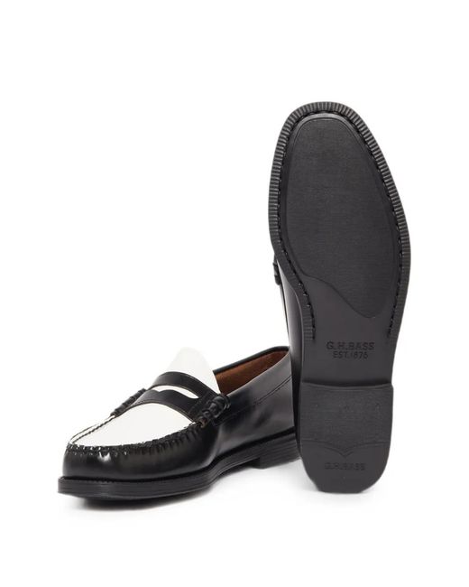 G.H.BASS White Larson Flag Leather Loafers for men