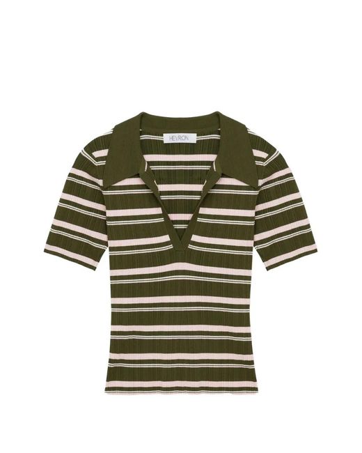 Hevron Green Daisy Striped Top