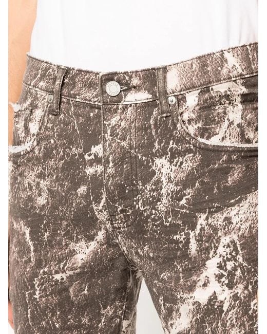 Purple Brand Gray Marble-Print Skinny Jeans for men