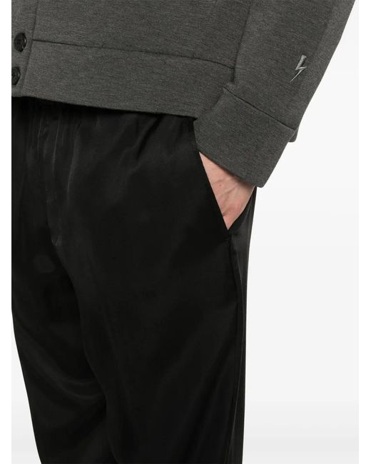 Neil Barrett Black Pressed-Crease Tapered Trousers for men