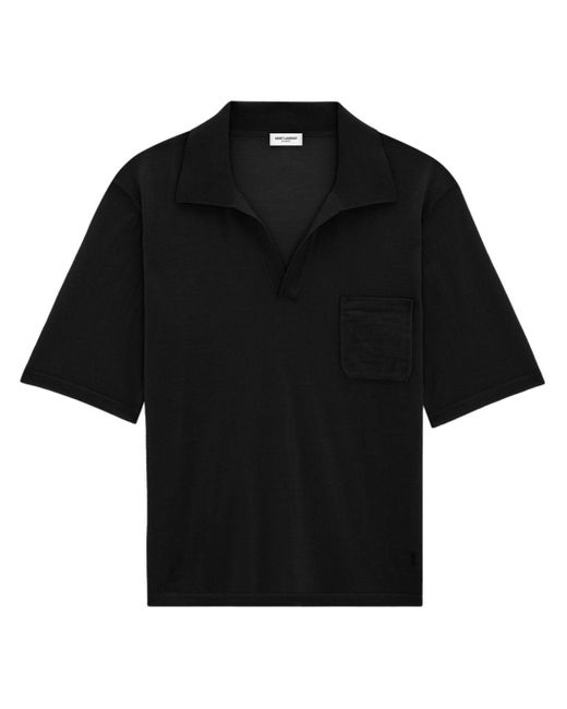Saint Laurent Wollen Poloshirt in het Black voor heren