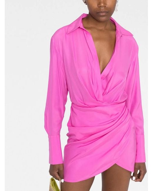 GAUGE81 Pink "naha" Silk Short Dress