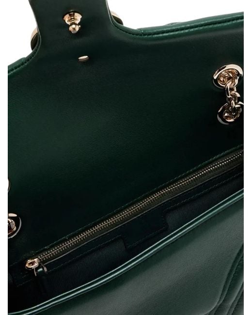 Gucci Green Medium Gg Marmont Chevron Shoulder Bag
