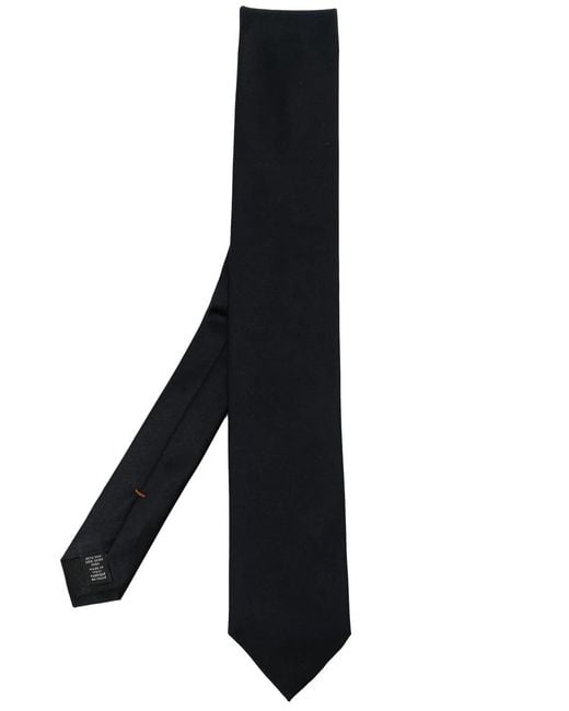 Zegna Black Silk Pointed-Tip Tie for men