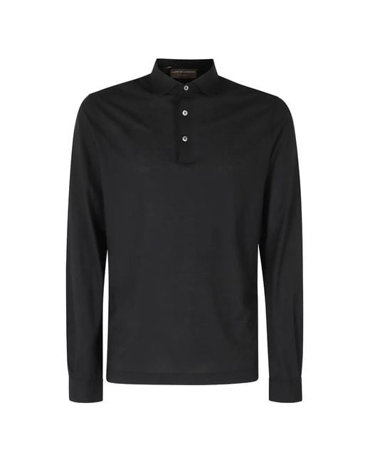 FILIPPO DE LAURENTIIS Black Long-Sleeve Polo Shirt for men