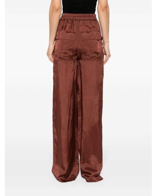 Rick Owens Brown Satin Straight Trousers
