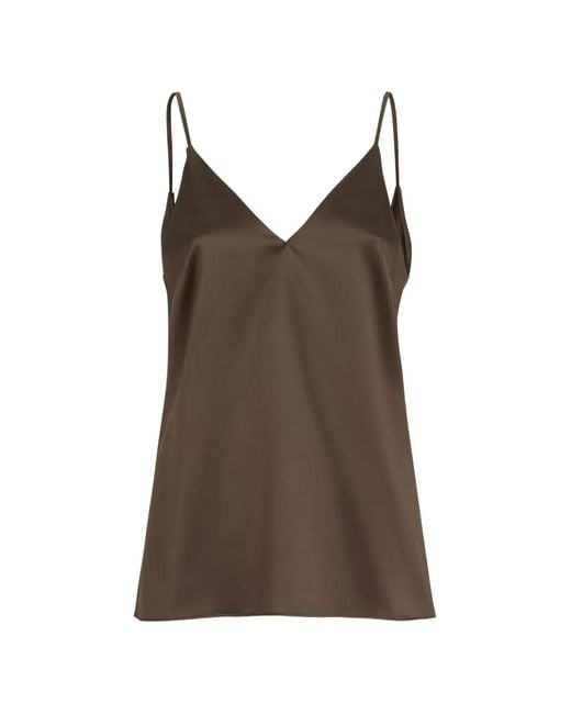 Brunello Cucinelli Brown Stretch Silk Satin Camisole