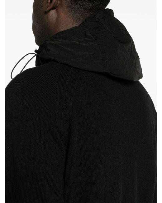 C P Company Black Lens-detail Knitted Hoodie for men