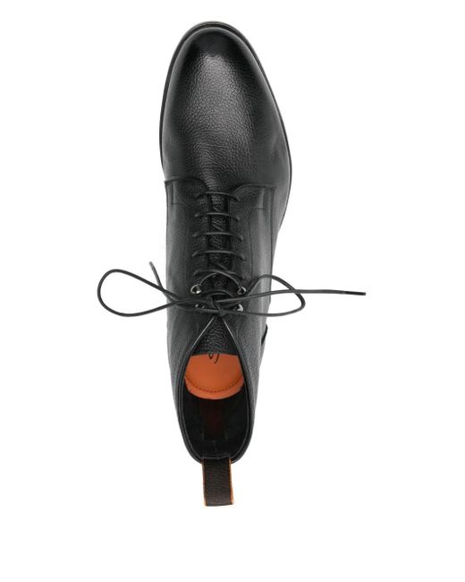 Santoni Black Logan Lace-Up Boots for men