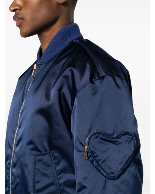 Gucci Blue Logo-patch Bomber Jacket for men